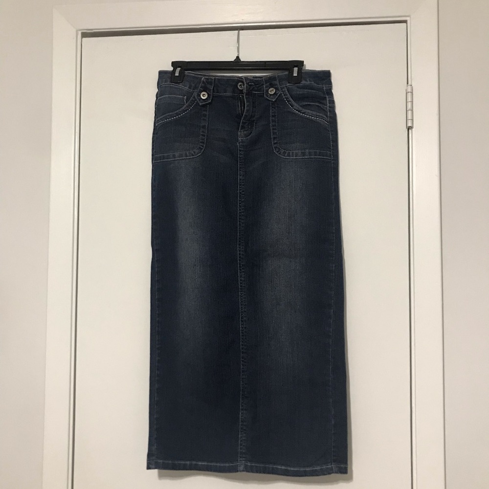 Long denim skirt